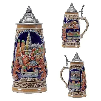 600ml Beer Mugs Big Capacity Germany Geographical Sign Classical  Beer Mug 3D & Resin Steel Stainless Tankard Cup Best Fans Gift