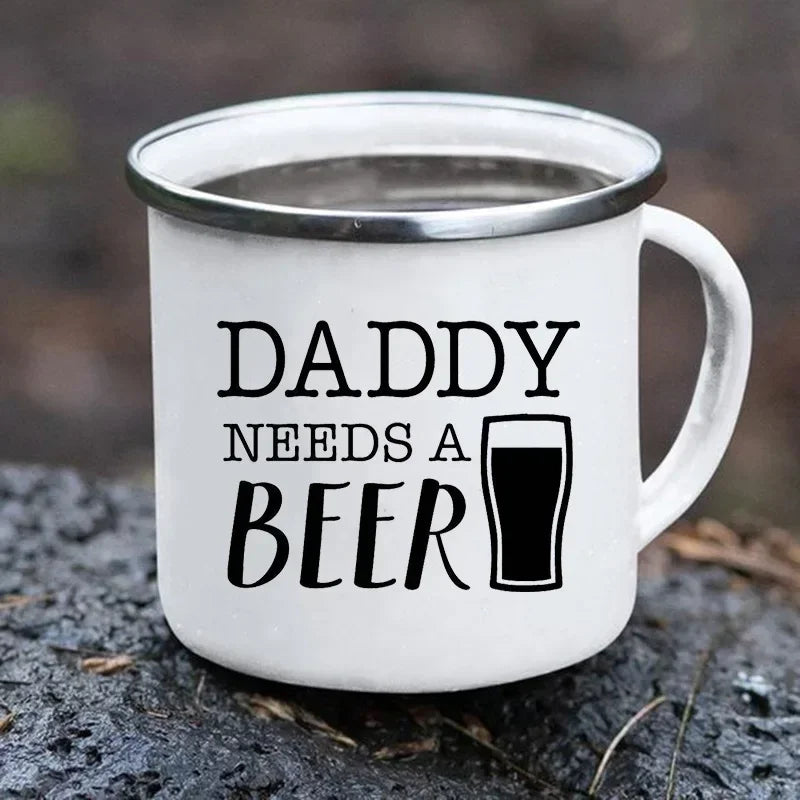 Creative Beer Coffee Mugs Dad Needs Beer Print Cup Unusual Tea Cup Tourist Mug Kawaii Cups for Coffee and Tea Personalized Gifts