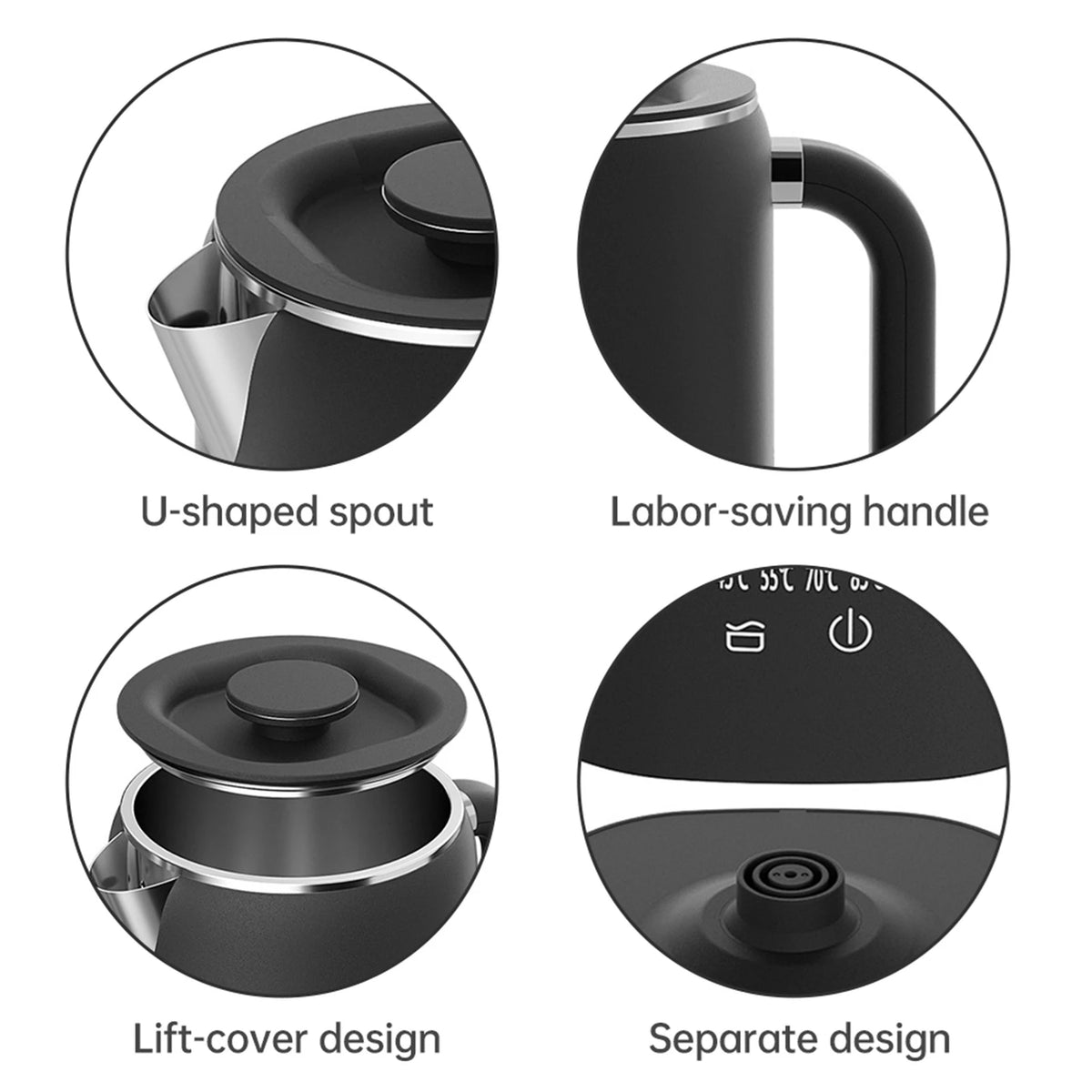 1.7L Electric Kettle Large Capacity Thermostatic Kettle Automatic Heat Preservation Teapot 304 Stainless Steel Liner Health Pot
