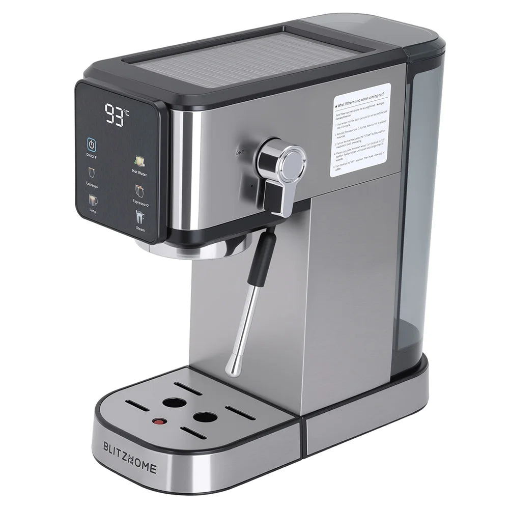BlitzHome CM5105 Semi-Automatic Espresso Coffee Machine 20Bar 1350W with Touchscreen Control Cup Warmer 1L Removable Water Tank